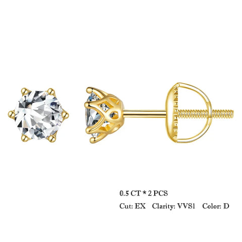 BAMOER Moissanite Stud Earrings – S925 Silver Round Cut