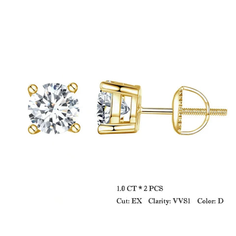 BAMOER 2CT Moissanite Stud Earrings – 925 Sterling Silver 4-Prong VVS1 Lab Diamond