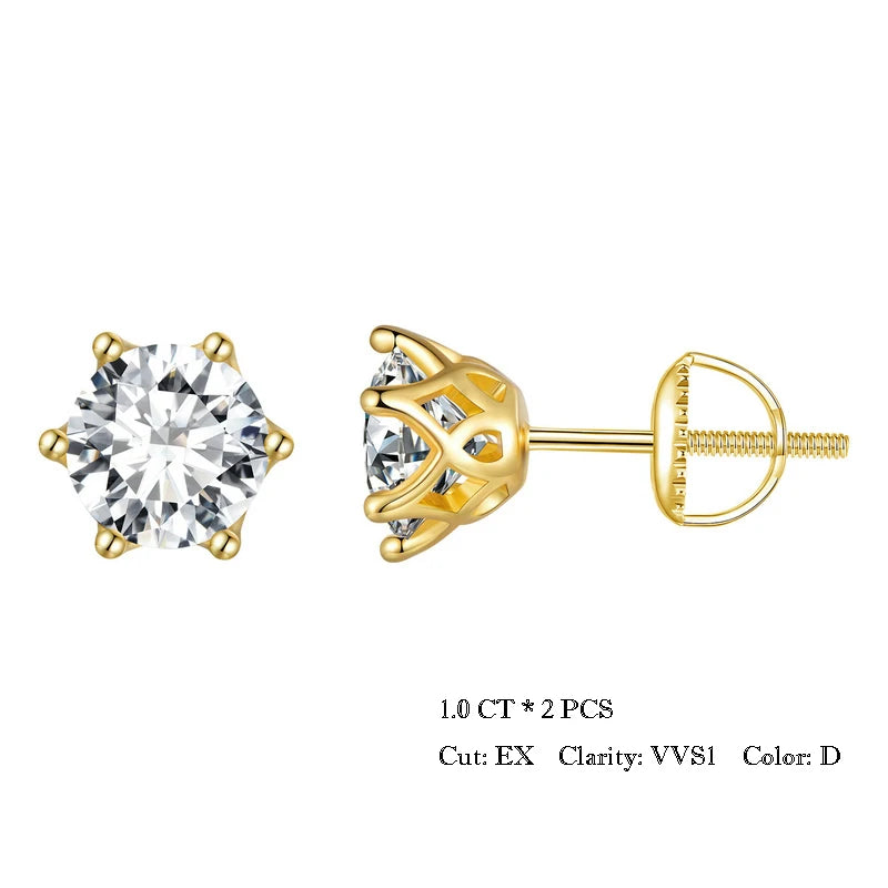 BAMOER Moissanite Stud Earrings – S925 Silver Round Cut