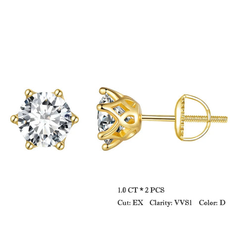 BAMOER Moissanite Stud Earrings – S925 Silver Round Cut