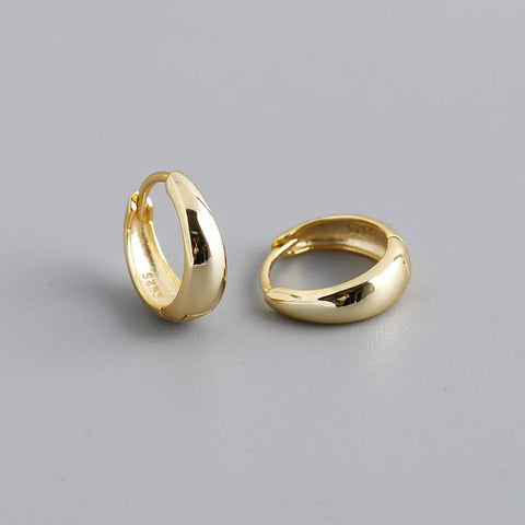 WANTME 925 Sterling Silver Wide Huggies Gothic Hoop Earrings