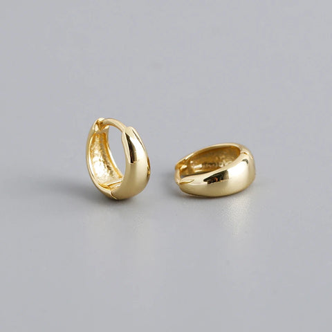 WANTME 925 Sterling Silver Wide Huggies Gothic Hoop Earrings