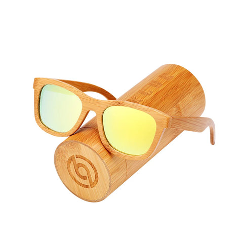 BARCUR Retro Bamboe Gepolariseerde Zonnebril – Handgemaakte Houten UV400 Unisex Zonnebrillen