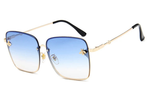 TOYEARN Oversized Randloze Vierkante Zonnebril – Kleine Bijendetail Gradiënt UV400 Dameszonnebril