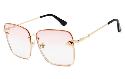 TOYEARN Oversized Randloze Vierkante Zonnebril – Kleine Bijendetail Gradiënt UV400 Dameszonnebril