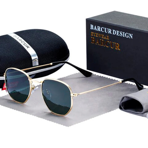 BARCUR Retro Reflecterende Zonnebril – Minimalistische Unisex Bril van Roestvrij Staal