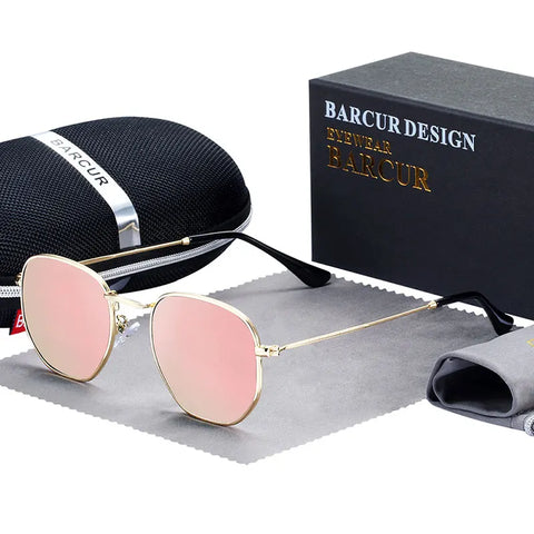 BARCUR Retro Reflecterende Zonnebril – Minimalistische Unisex Bril van Roestvrij Staal