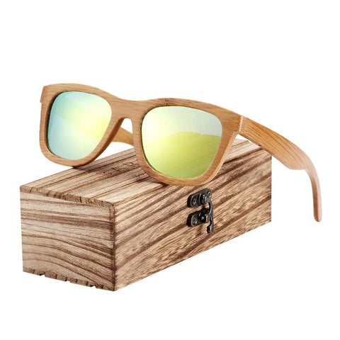 BARCUR Retro Bamboe Gepolariseerde Zonnebril – Handgemaakte Houten UV400 Unisex Zonnebrillen