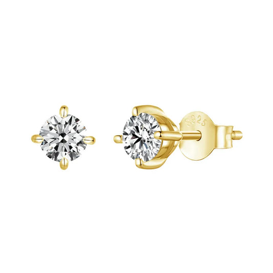 BAMOER Gold Plated Moissanite Stud Earrings