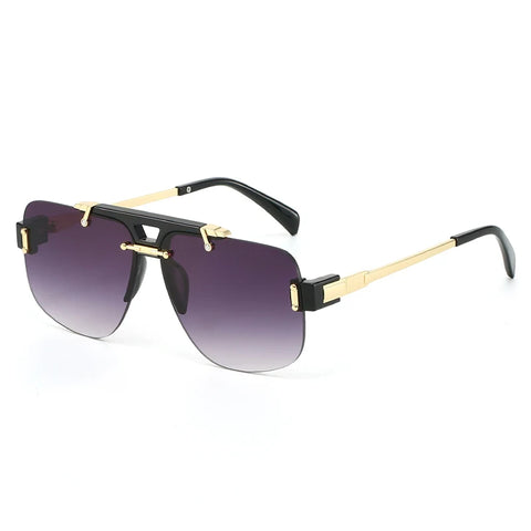 SHAUNA Vierkante Randloze Zonnebril – Heldere Oceaan Gradiënt Lens UV400 Unisex Retro Rivet Shades