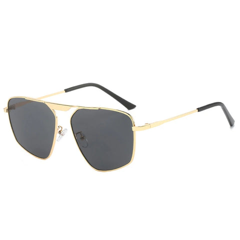 SHAUNA Retro Metal Polygon Square Zonnebril – Champagne UV400 Unisex Zonnebrillen
