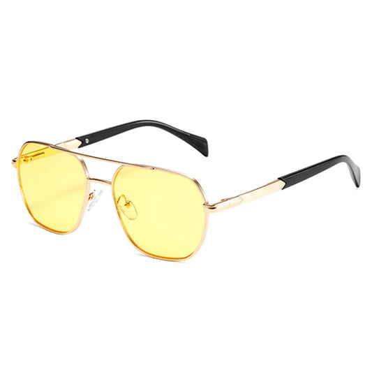 SHAUNA Retro Dubbele Brug Vierkante Zonnebril – Gradiënt UV400 Unisex Buitenzonwering