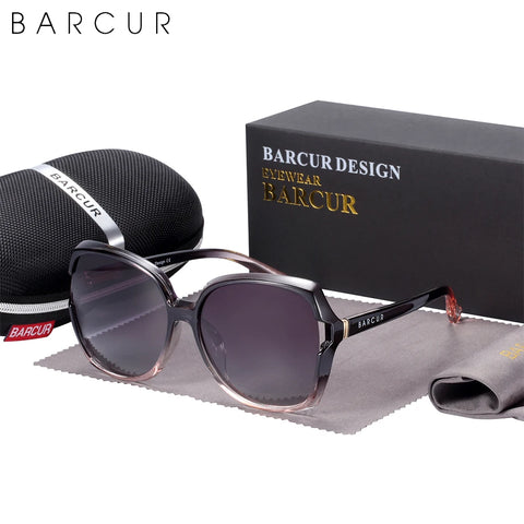 BARCUR Oversize TR90 gepolariseerde zonnebril - UV400-zonnebril met gradiëntlens voor dames