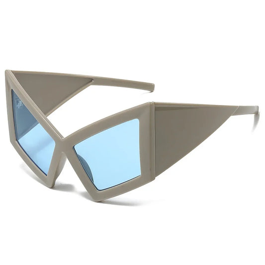 JNPCXI Übergroße Cat-Eye-Sonnenbrille – Roter Farbverlauf UV400 Unisex-Retro-Sonnenbrille mit weitem Bein