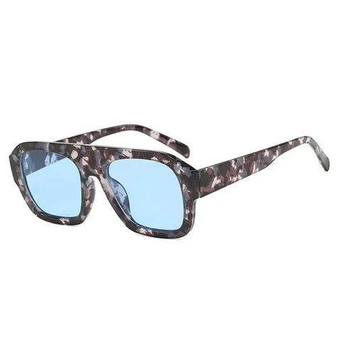 JNPCXI Fashion Vierkante Zonnebril – Retro Luipaard &amp; Tea Candy Gradient UV400 Unisex Punk Zonnebrillen