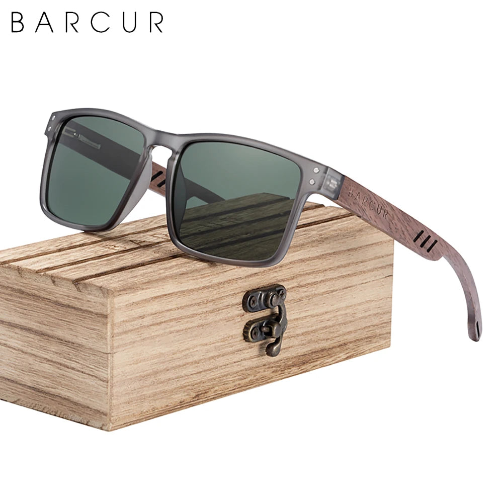 BARCUR Walnut Wood Polarized Sunglasses – Designer UV400 Unisex Shades