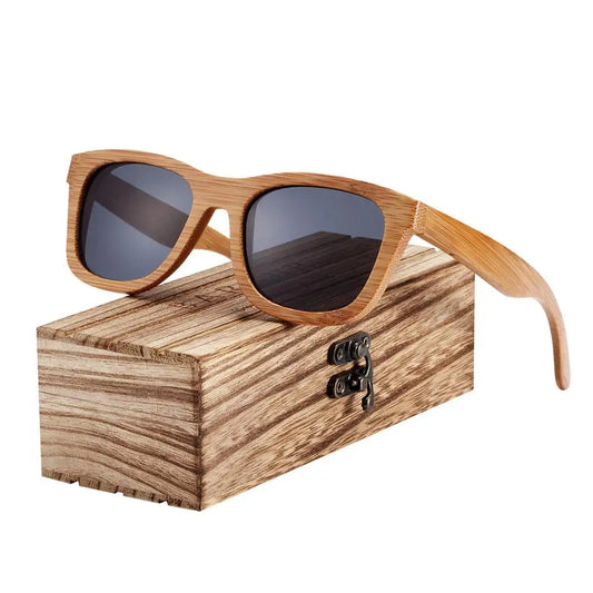 BARCUR Retro Bamboe Gepolariseerde Zonnebril – Handgemaakte Houten UV400 Unisex Zonnebrillen
