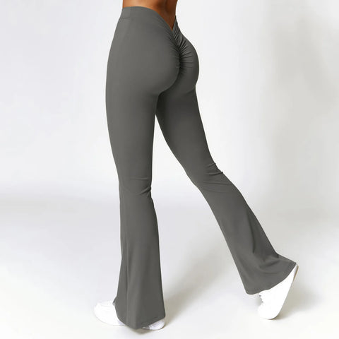 V-Back Scrunch Flares Leggings für Damen – Yogahose mit hoher Taille für Fitnessstudio und Fitness