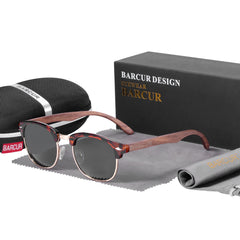 BARCUR Walnut Polarized Wooden Sunglasses – Handmade UV400 Unisex Eyewear