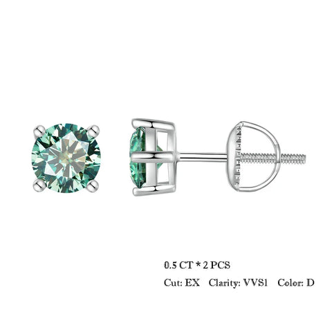 BAMOER 2CT Moissanite Stud Earrings – 925 Sterling Silver 4-Prong VVS1 Lab Diamond
