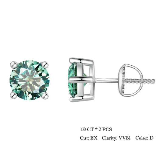 BAMOER 2CT Moissanite Stud Earrings – 925 Sterling Silver 4-Prong VVS1 Lab Diamond