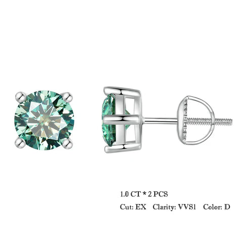 BAMOER 2CT Moissanite Stud Earrings – 925 Sterling Silver 4-Prong VVS1 Lab Diamond