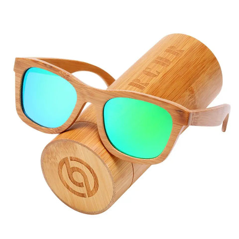 BARCUR Retro Bamboe Gepolariseerde Zonnebril – Handgemaakte Houten UV400 Unisex Zonnebrillen