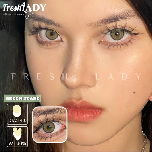 UYAAI 1Pair Green Brown Flare Color Contact Lenses