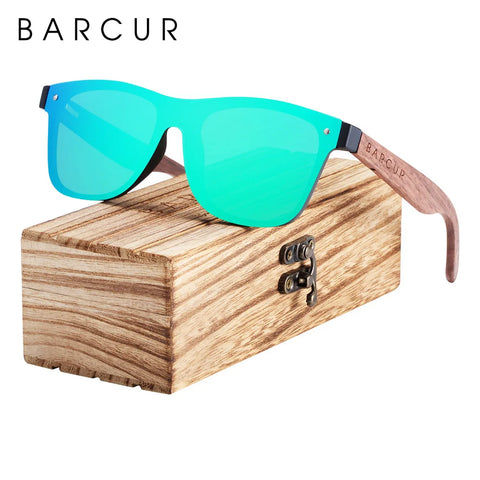 BARCUR Zwarte Walnoot Houten Zonnebril – Gepolariseerd UV400 Unisex