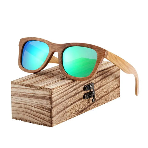 BARCUR Retro Bamboe Gepolariseerde Zonnebril – Handgemaakte Houten UV400 Unisex Zonnebrillen