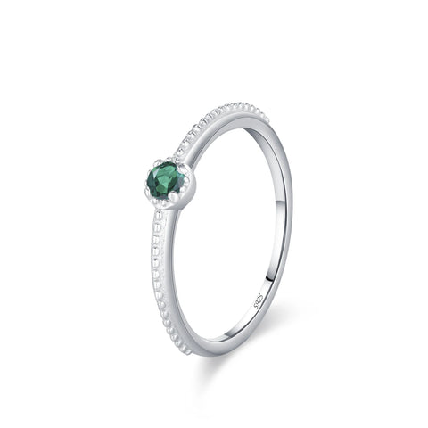 Ailmay 925 Sterling Silver Round Rainbow Zircon Rings
