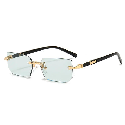 Modieuze randloze kleine vierkante zonnebril - UV400 unisex frameloze zomerreiszonnebril