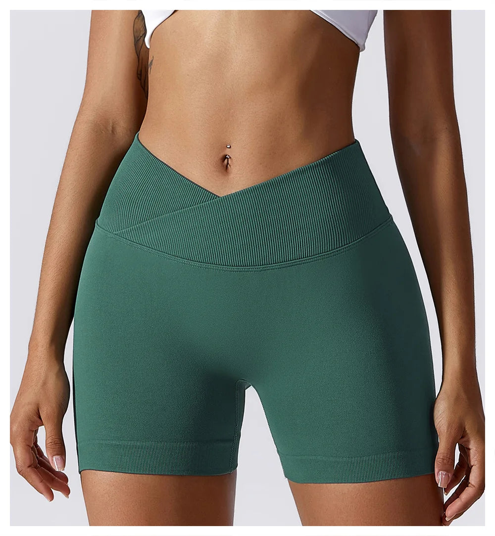 Summer Seamless High-Waist Yoga Shorts – Breathable Butt-Lift Cycling & Gym Shorts for Women