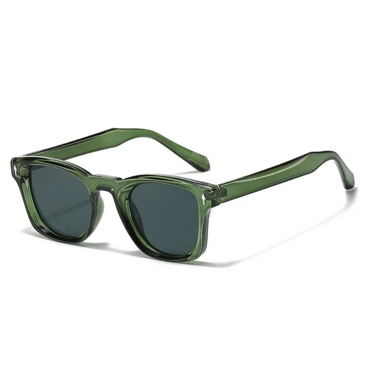 JNPCXI Retro vierkante klinknagel zonnebril - Groen &amp; zwart gradiënt UV400 unisex zonnebrillen