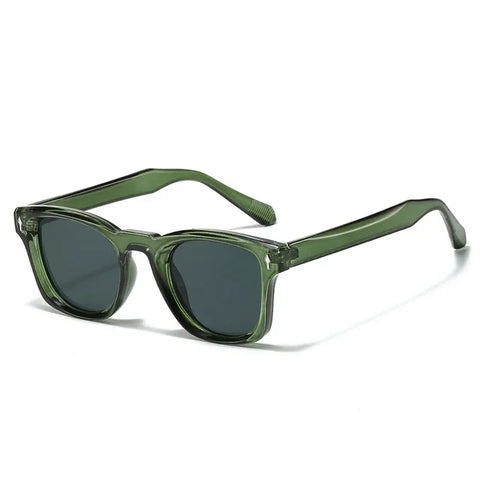 JNPCXI Retro vierkante klinknagel zonnebril - Groen &amp; zwart gradiënt UV400 unisex zonnebrillen