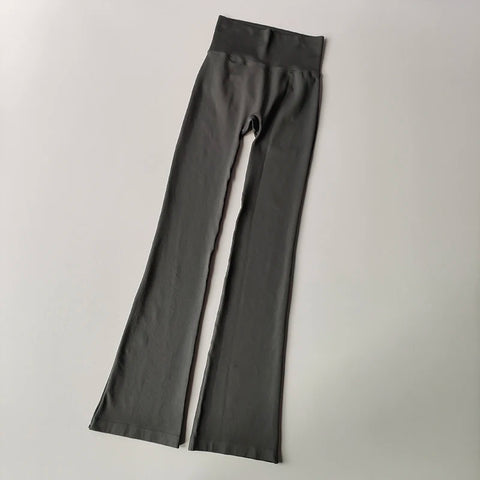 Naadloze, uitlopende yogabroek met hoge taille – Compressiefit liftende legging voor buiten- en fitnesskleding