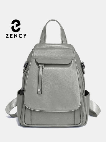 Zency Genuine Leather Women's Fashion Backpack - High Quality Stylish Satchel for School & Travel