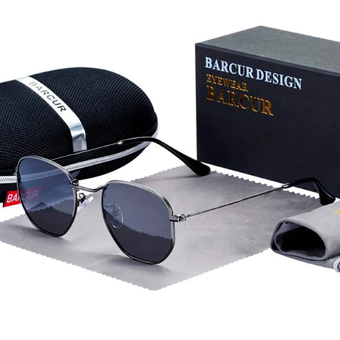 BARCUR Retro Reflecterende Zonnebril – Minimalistische Unisex Bril van Roestvrij Staal