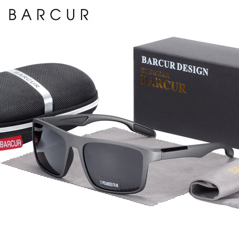 BARCUR TR90 Ultraleichte polarisierte Sonnenbrille – Vintage Square UV400 Unisex-Brille