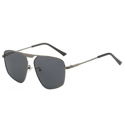 SHAUNA Retro Metal Polygon Square Zonnebril – Champagne UV400 Unisex Zonnebrillen