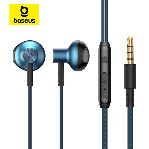 Baseus Bass Sound In-Ear Sport Earphones with Mic for Xiaomi, iPhone, Samsung - Perfect for Music Lovers