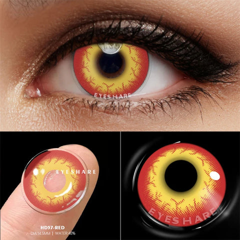 EYESHARE Red Anime Cosplay Contact Lenses