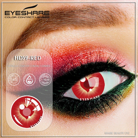 EYESHARE Red Anime Cosplay Contact Lenses