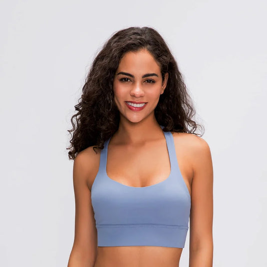 Nepoagym GOAL Cross Back Women Sport Bra - Buttery Soft Medium Support Yoga Bra for Plus Size Women