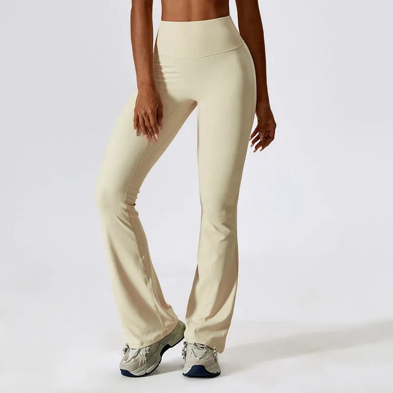 Naked Feeling High-Waist Flared Leggings – Push-Up Breathable Yoga & Fitness Pants for Women