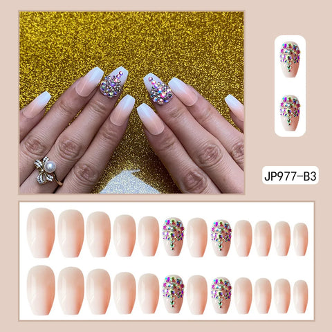 VITAGWX French False Nails - Diamond Glitter Press-On Nail Tips
