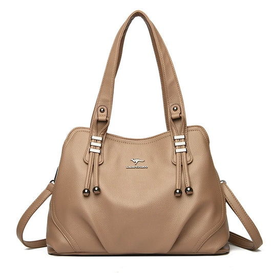 Genuine Soft Leather Vintage Shoulder Tote Bag for Women