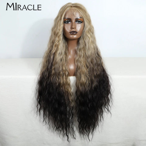 MIRACLE Curly Wigs Synthetic Lace Front Wig 40 Inch