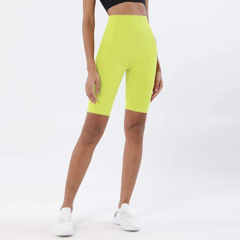 SOISOU Nylon Women's High Waist Gym Shorts - Breathable & Comfortable