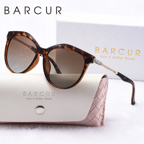 BARCUR Ronde Cat-Eye Gepolariseerde Zonnebril – Ultralichte UV400 Dameszonnebril met Geschenkdoos
